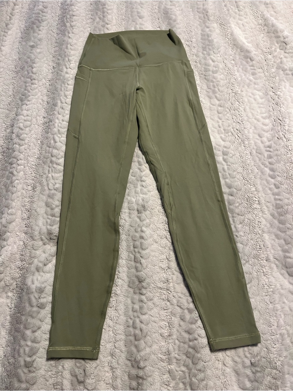Olive Green High-Waist Crop Leggings